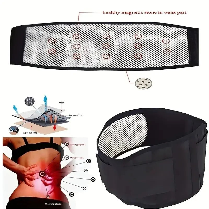 Cintura di supporto per schiena e vita con terapia magnetica autoriscaldante regolabile 1pc, cintura per massaggio in vita cintura di supporto sportivo, cintura per la cura del corpo