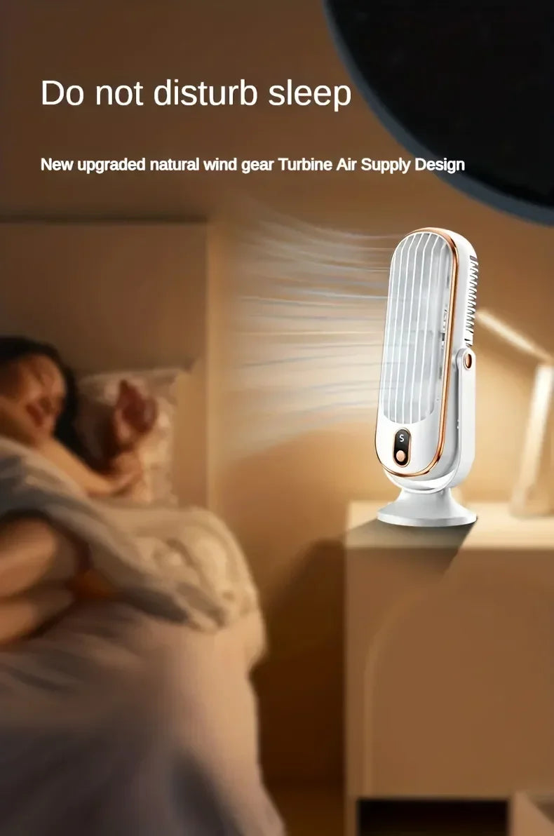 Ventilatore a Torre Oscillante, Ventilatore da Scrivania con 3 Velocità, Raffreddamento Silenzioso, Piccolo Ventilatore Senza Pale per Camera da Letto Ufficio Casa Scrivania