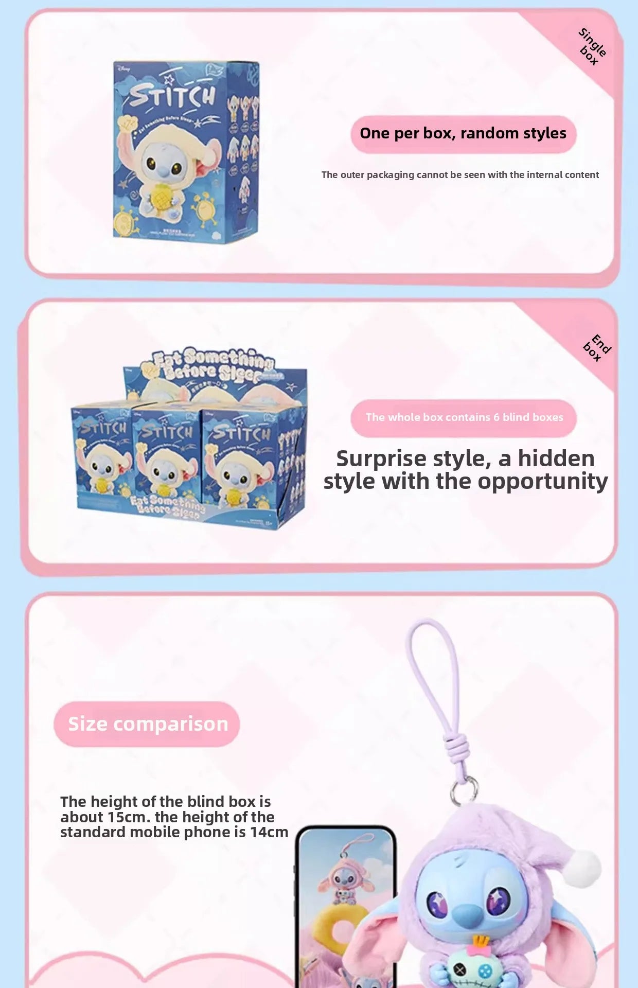 Disney Stitch – Mangia Qualcosa Prima di Dormire ✨
Un piccolo Stitch pronto per la sua dolce routine serale!
🟦 Colleziona la tua sorpresa! Questa blind box in vinile contiene una figura misteriosa di Stitch in pose ado