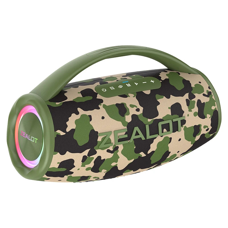 Casse wireless ZEALOT S97 80W portatile per esterni, qualità audio Hifi, luce RGB, 24 ore di riproduzione, 16000mAh