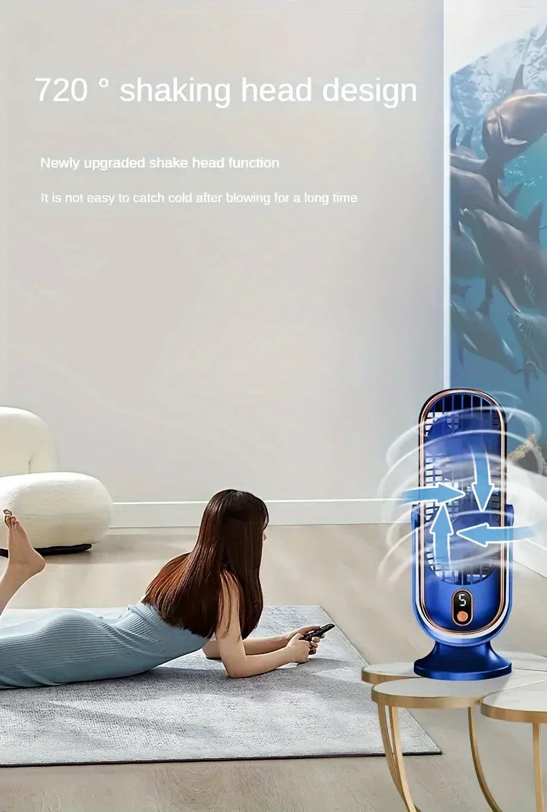 Ventilatore a Torre Oscillante, Ventilatore da Scrivania con 3 Velocità, Raffreddamento Silenzioso, Piccolo Ventilatore Senza Pale per Camera da Letto Ufficio Casa Scrivania