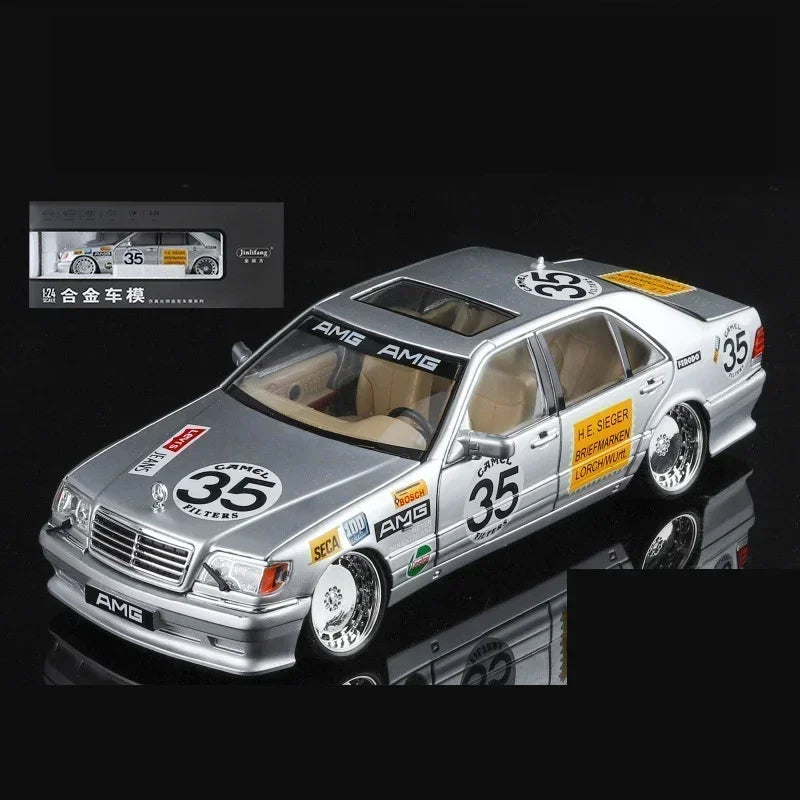 Modello di auto in scala 1:24 Mercedes Benz S320 W140 in lega con suono e luce, collezione di veicoli giocattolo.