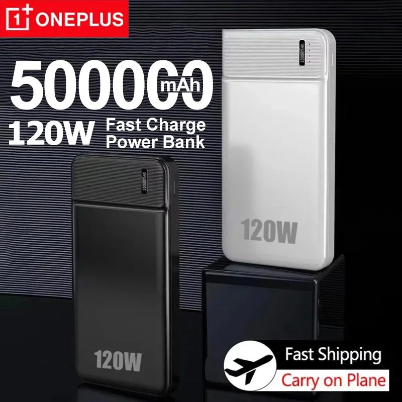 PowerBank OnePlus da 50000mAh, caricabatterie veloce da 120W, batteria esterna portatile, fornitura di alta capacità per tutti i cellulari