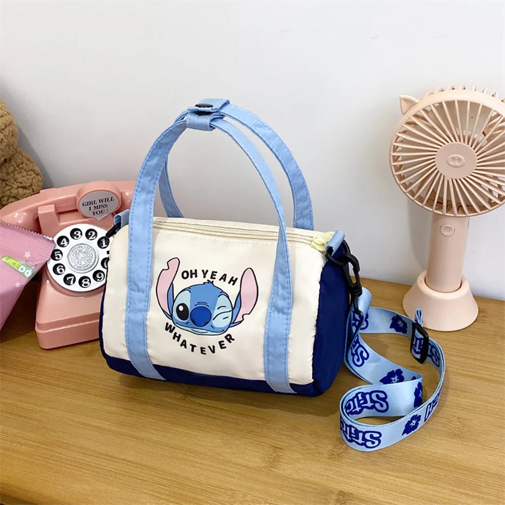 Borsa a secchiello in tela con cuciture, borsa a mano carina in stile cartone animato, casual