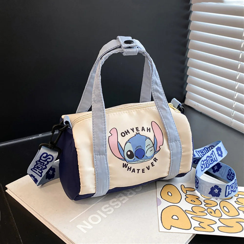 Borsa a secchiello in tela con cuciture, borsa a mano carina in stile cartone animato, casual