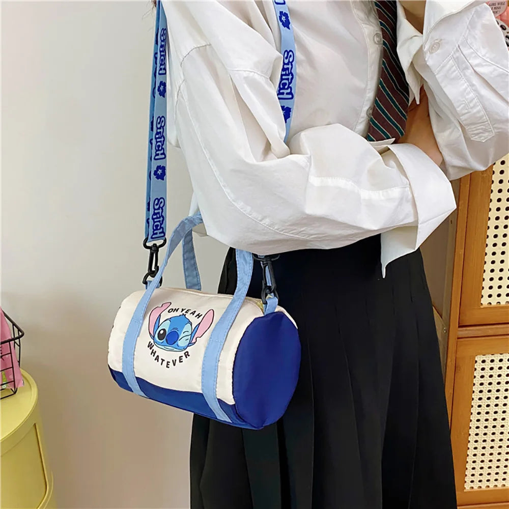 Borsa a secchiello in tela con cuciture, borsa a mano carina in stile cartone animato, casual