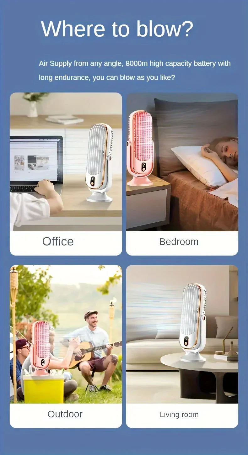 Ventilatore a Torre Oscillante, Ventilatore da Scrivania con 3 Velocità, Raffreddamento Silenzioso, Piccolo Ventilatore Senza Pale per Camera da Letto Ufficio Casa Scrivania