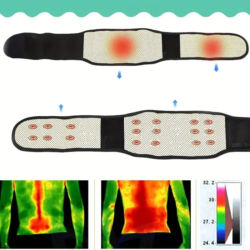 Cintura di supporto per schiena e vita con terapia magnetica autoriscaldante regolabile 1pc, cintura per massaggio in vita cintura di supporto sportivo, cintura per la cura del corpo