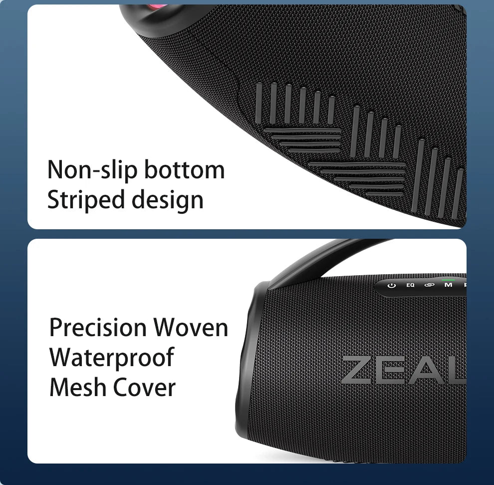 Casse wireless ZEALOT S97 80W portatile per esterni, qualità audio Hifi, luce RGB, 24 ore di riproduzione, 16000mAh