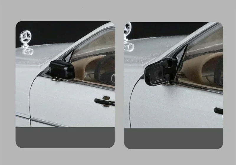 Modello di auto in scala 1:24 Mercedes Benz S320 W140 in lega con suono e luce, collezione di veicoli giocattolo.