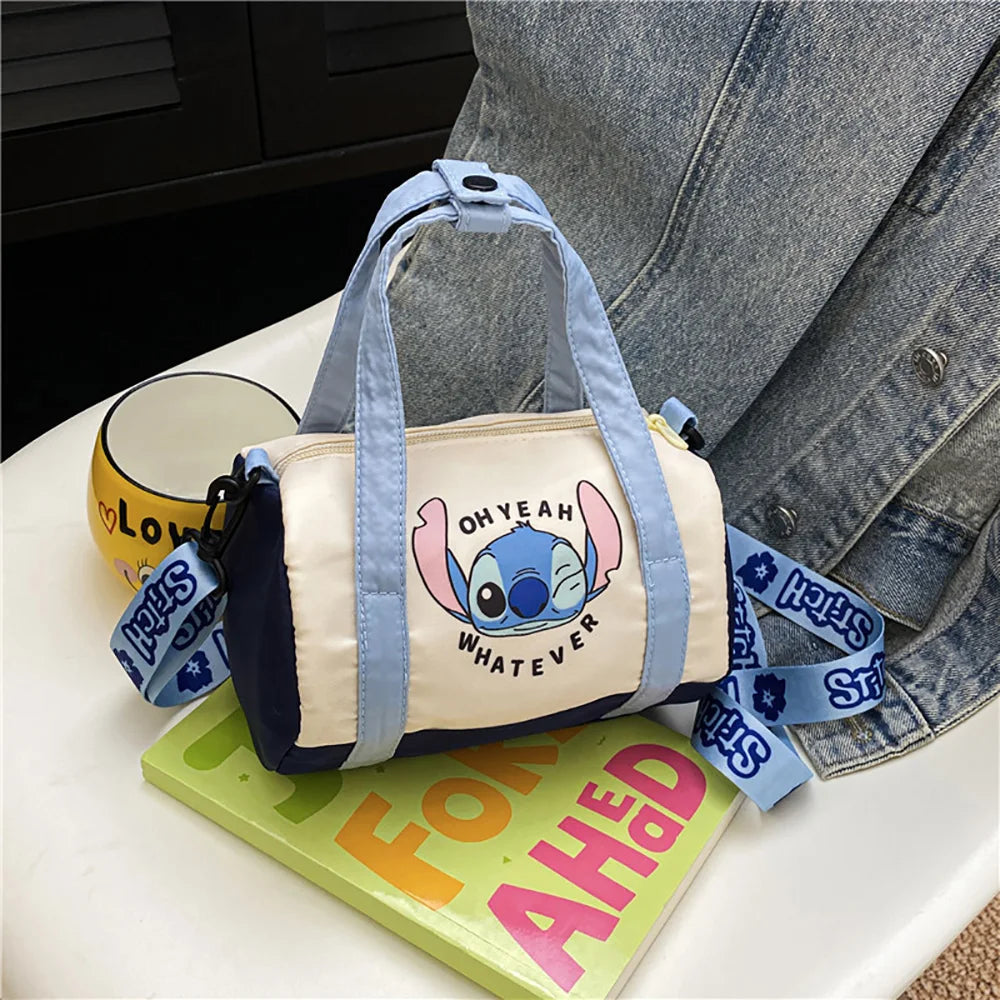 Borsa a secchiello in tela con cuciture, borsa a mano carina in stile cartone animato, casual