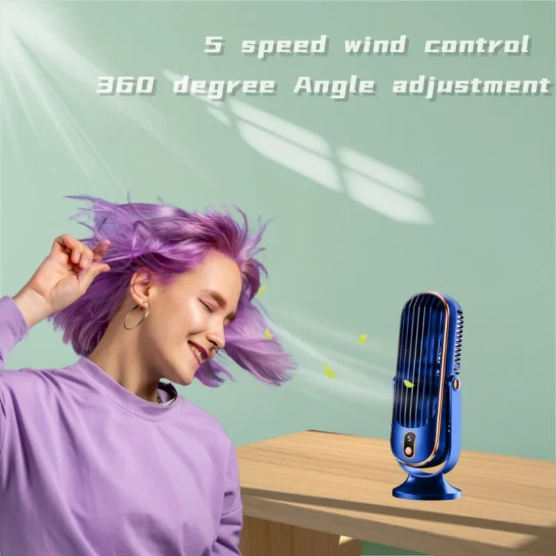 Ventilatore a Torre Oscillante, Ventilatore da Scrivania con 3 Velocità, Raffreddamento Silenzioso, Piccolo Ventilatore Senza Pale per Camera da Letto Ufficio Casa Scrivania