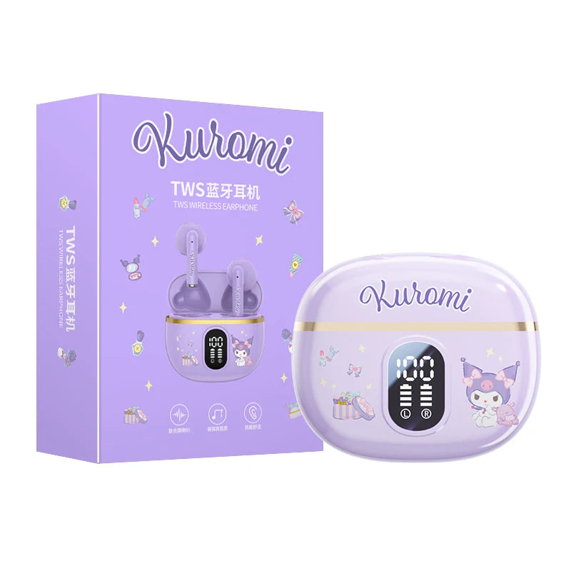 Auricolari Sanrio TWS BL48 Kuromi Bluetooth Cuffie Cinnamoroll Auricolari wireless Hello Kitty Sport Riduzione del rumore Cuffie da gioco