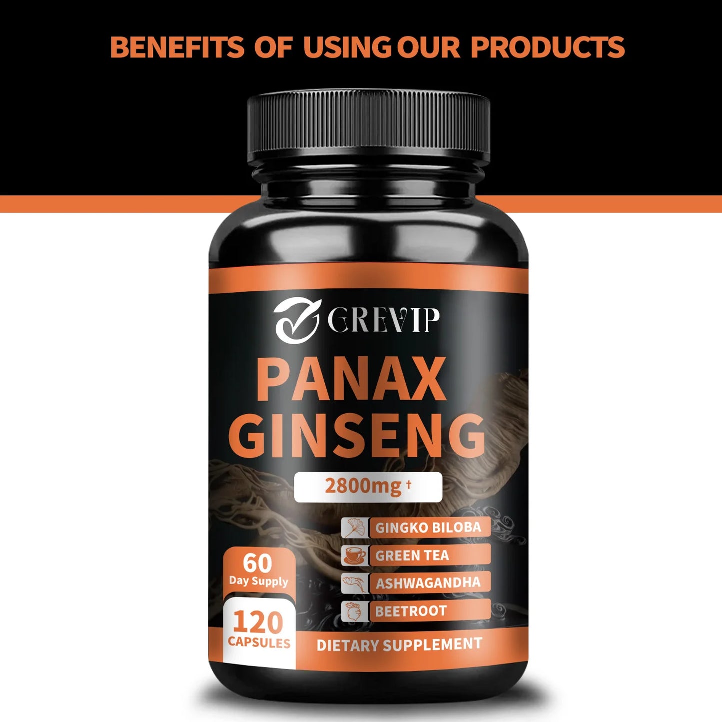 Panax Ginseng Capsules - Enhance Energy Endurance, Improve Memory and Concentration - 120 Capsules