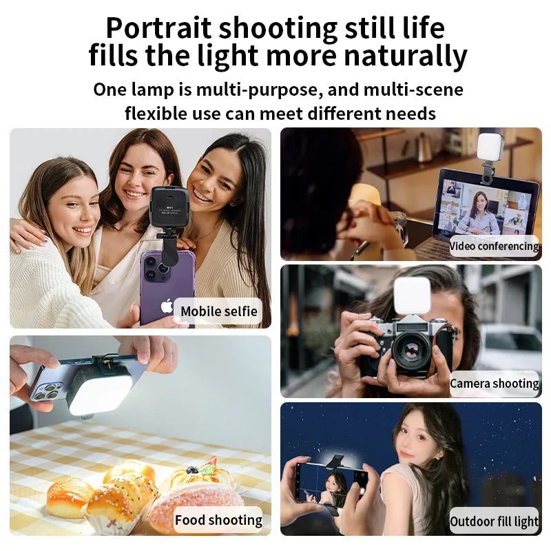 Luce portatile a LED per selfie, per videocamera per telefono o macchina fotografica da usare per videoregistrazioni su TikTok o altri canali, video per trucco e tanto altro.