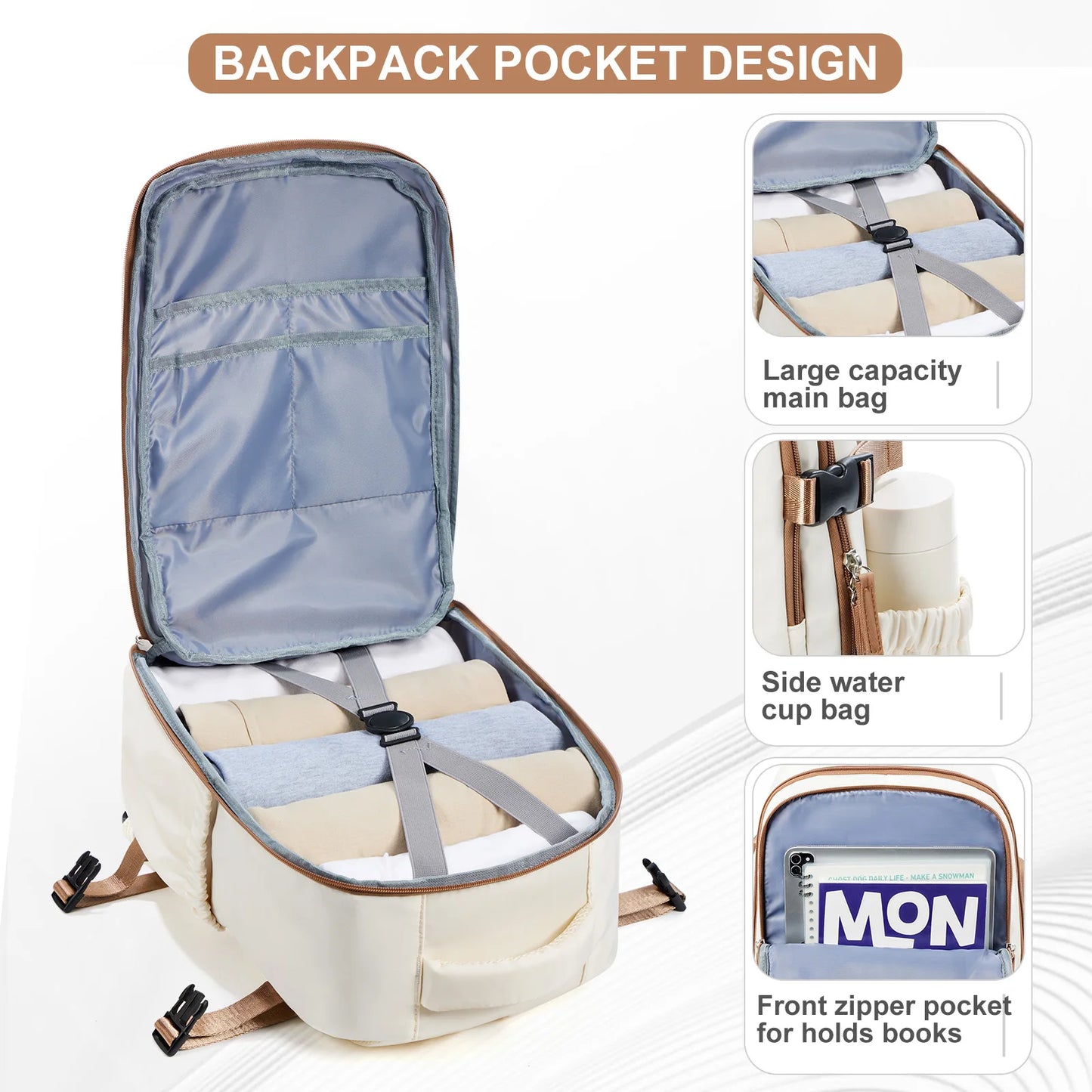 Zaino da viaggio per cabina aerea 40x30x20, zaino da cabina per bagagli a mano  40x30x20, bagagli a mano per uomini e donne, borse per laptop da 15,6 pollici