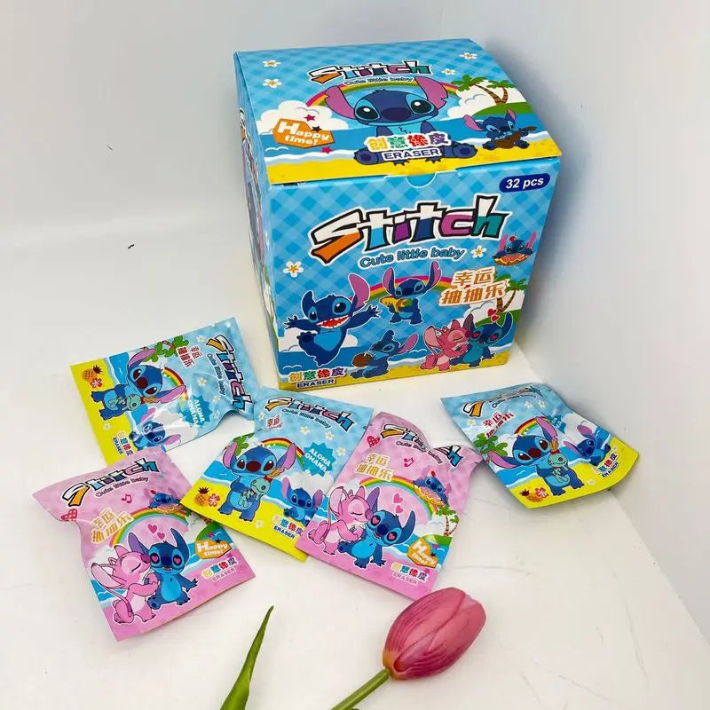 Gomma da cancellare Stitch 32pz Disney - Cancelleria per studenti Cartone animato 3d Sacchetto cieco