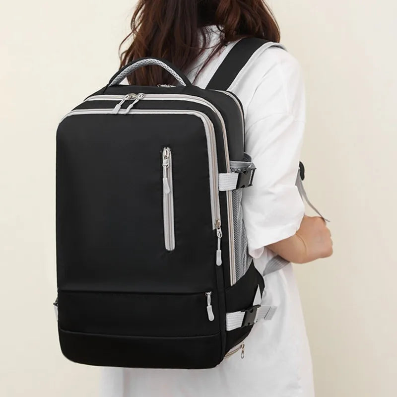 Zaino da viaggio, grande capacità e impermeabile con cintura per bagagli e porta di ricarica USB
