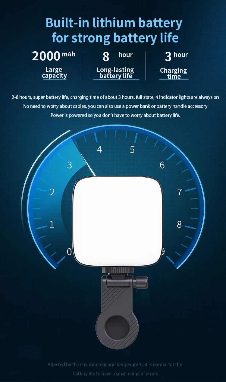 Luce portatile a LED per selfie, per videocamera per telefono o macchina fotografica da usare per videoregistrazioni su TikTok o altri canali, video per trucco e tanto altro.
