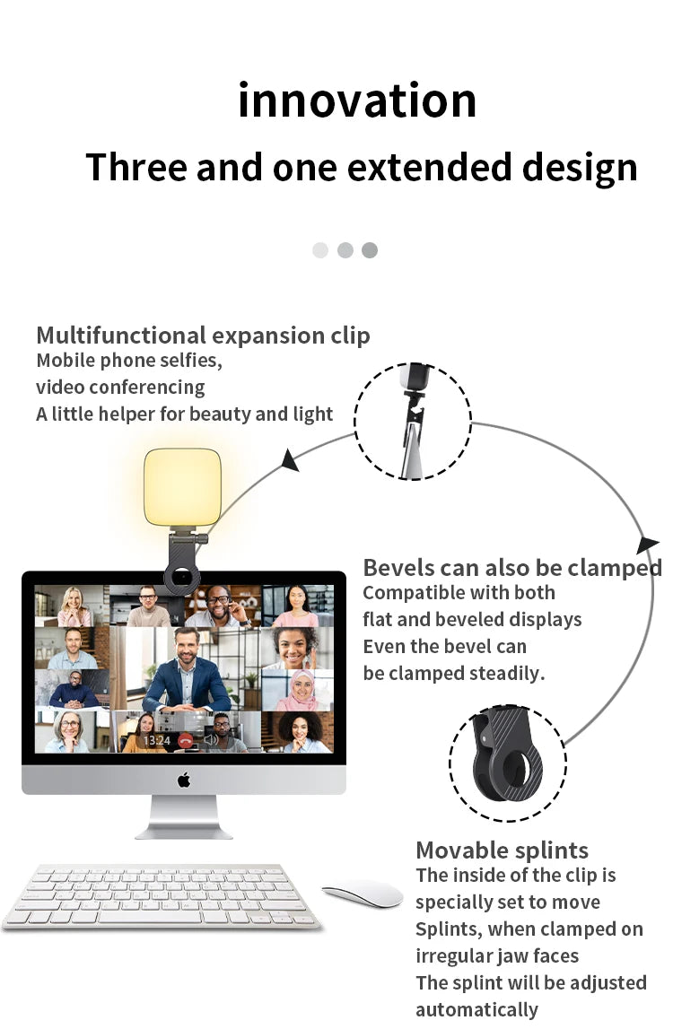Luce portatile a LED per selfie, per videocamera per telefono o macchina fotografica da usare per videoregistrazioni su TikTok o altri canali, video per trucco e tanto altro.
