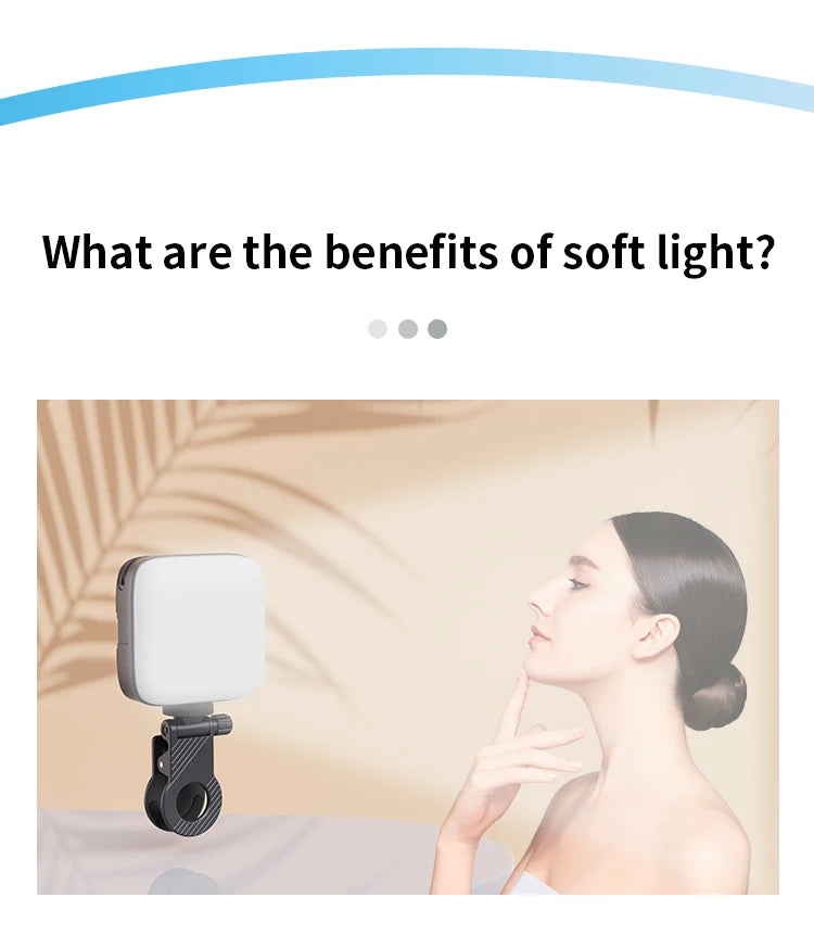 Luce portatile a LED per selfie, per videocamera per telefono o macchina fotografica da usare per videoregistrazioni su TikTok o altri canali, video per trucco e tanto altro.