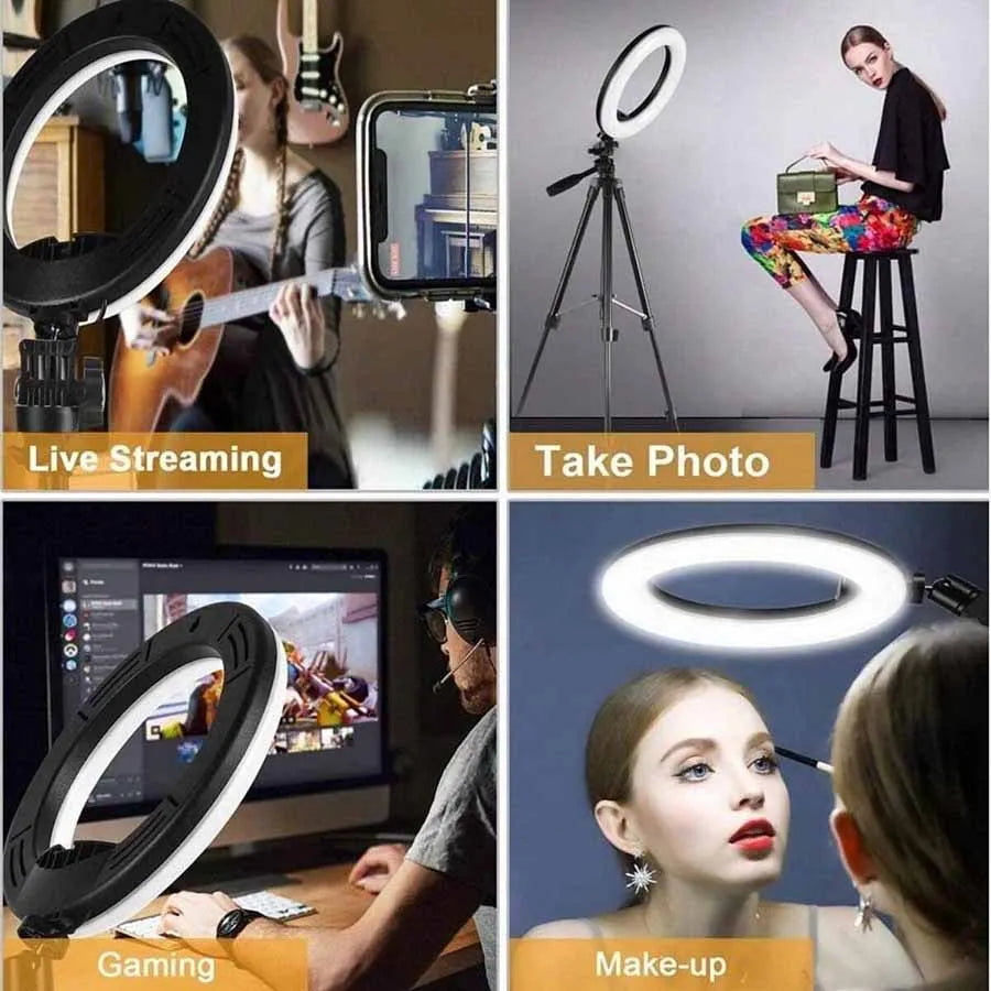 Luce ad anello per selfie a LED Spina USB da 10 pollici Illuminazione a 3 toni. Luce per fotografia, registrazione video, per trasmissione in diretta e tanto altro.
