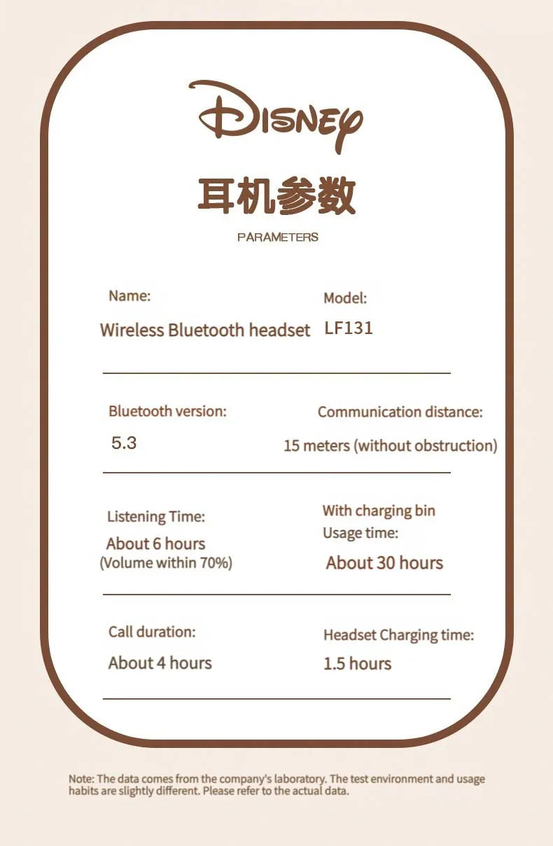 Nuovi auricolari wireless Bluetooth Lilo & Stitch HD chiamate cuffie lunga durata