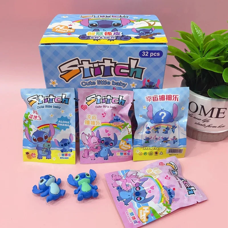 Gomma da cancellare Stitch 32pz Disney - Cancelleria per studenti Cartone animato 3d Sacchetto cieco