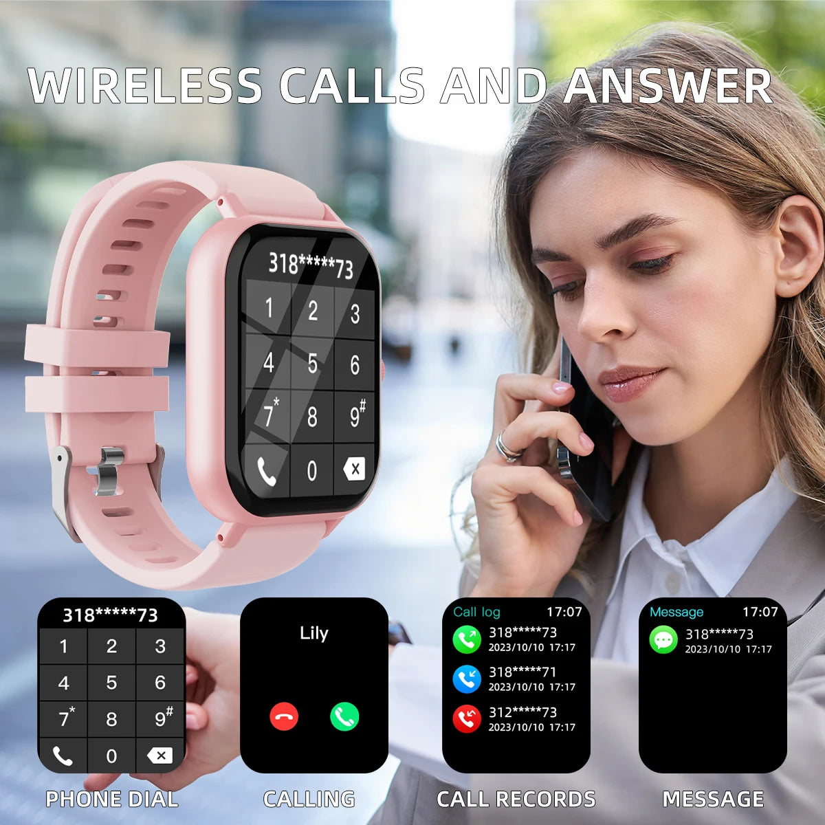 Smartwatch sportivo con display musicale, messaggi, monitoraggio del sonno e della frequenza cardiaca. Regali per donne e uomini  smartwatch 2025.