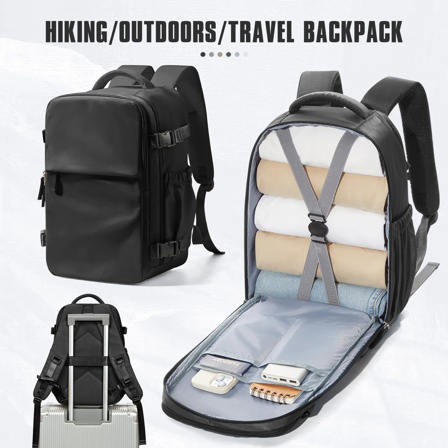 Zaino da viaggio per cabina aerea 40x30x20, zaino da cabina per bagagli a mano  40x30x20, bagagli a mano per uomini e donne, borse per laptop da 15,6 pollici