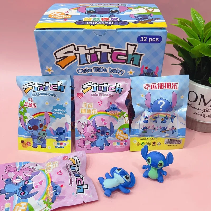 Gomma da cancellare Stitch 32pz Disney - Cancelleria per studenti Cartone animato 3d Sacchetto cieco