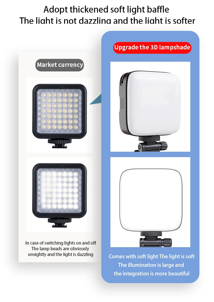 Luce portatile a LED per selfie, per videocamera per telefono o macchina fotografica da usare per videoregistrazioni su TikTok o altri canali, video per trucco e tanto altro.