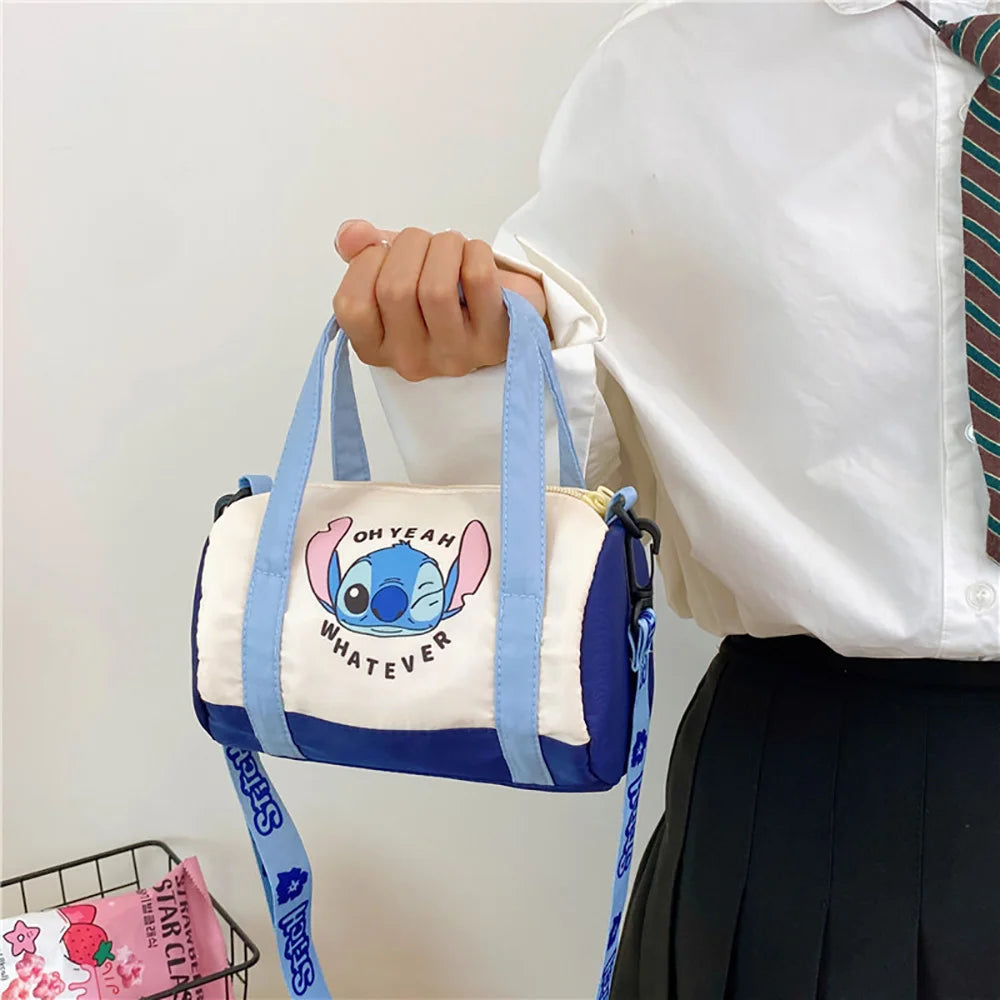 Borsa a secchiello in tela con cuciture, borsa a mano carina in stile cartone animato, casual