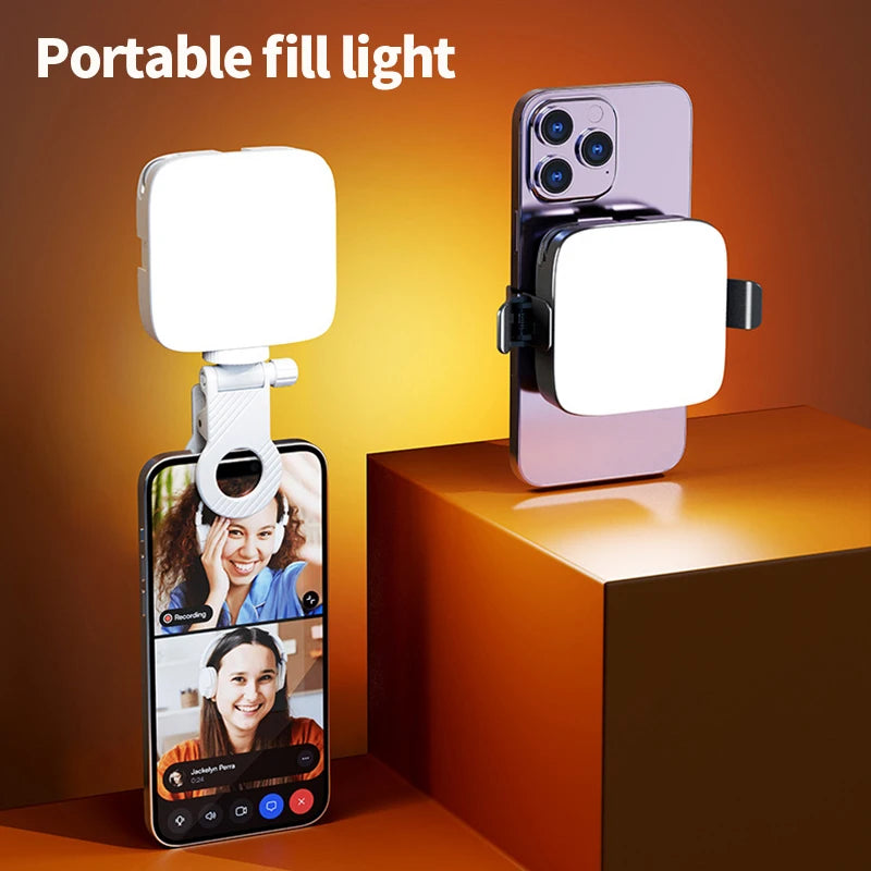 Luce portatile a LED per selfie, per videocamera per telefono o macchina fotografica da usare per videoregistrazioni su TikTok o altri canali, video per trucco e tanto altro.