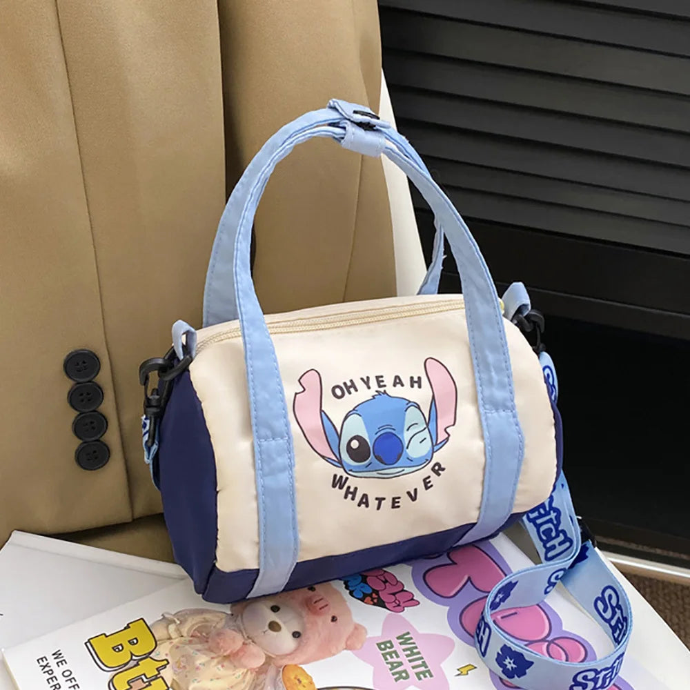 Borsa a secchiello in tela con cuciture, borsa a mano carina in stile cartone animato, casual