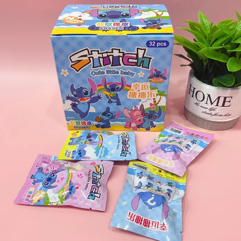 Gomma da cancellare Stitch 32pz Disney - Cancelleria per studenti Cartone animato 3d Sacchetto cieco