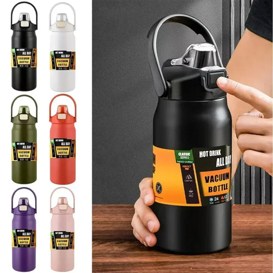 borraccia portatile per isolamento termico, borraccia per esterni ad alta capacità, borraccia per sport, borraccia da escursione in acciaio inossidabile 304 con doppia bevuta