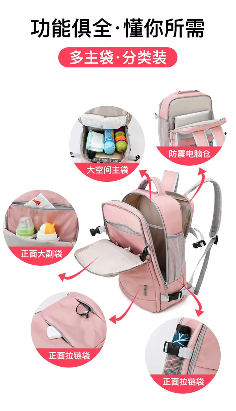 Zaino da viaggio, grande capacità e impermeabile con cintura per bagagli e porta di ricarica USB