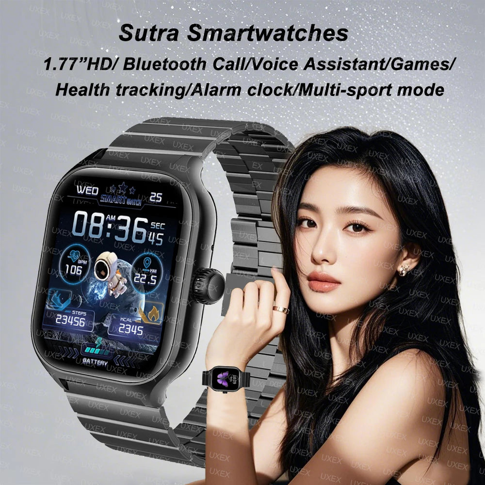 Smartwatch Business Pro Uomo 1.77 Pollici - Touch Screen (Chiamate, Bluetooth, Monitoraggio Salute, Foto Personalizzata) - 2025 Nuovo