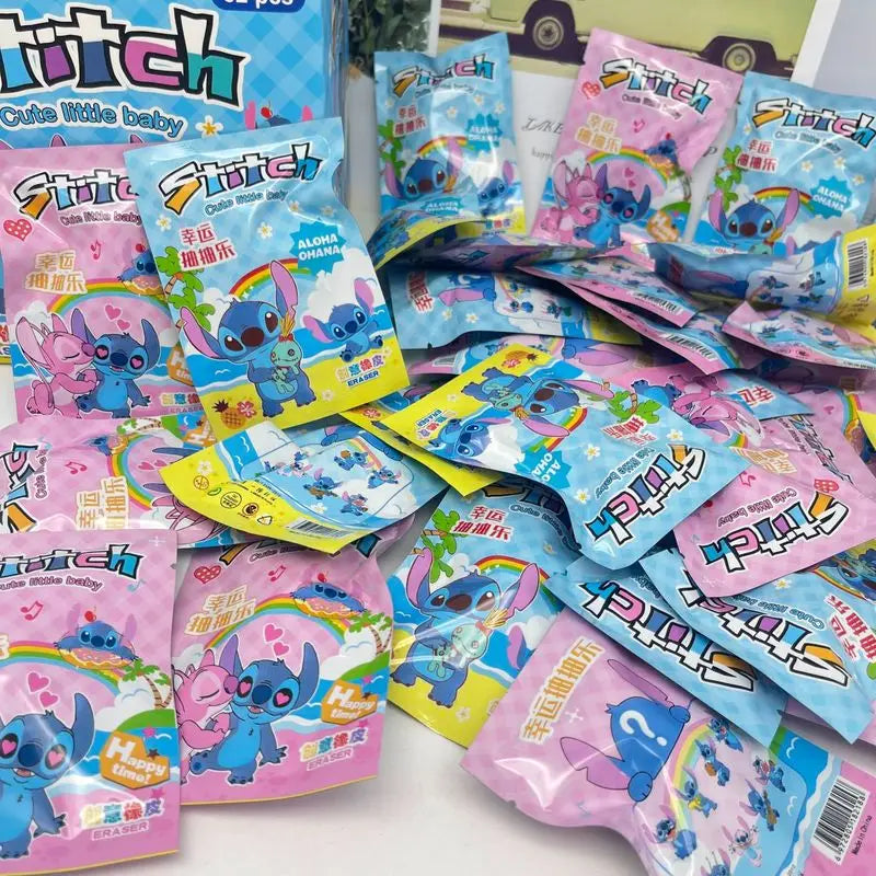 Gomma da cancellare Stitch 32pz Disney - Cancelleria per studenti Cartone animato 3d Sacchetto cieco
