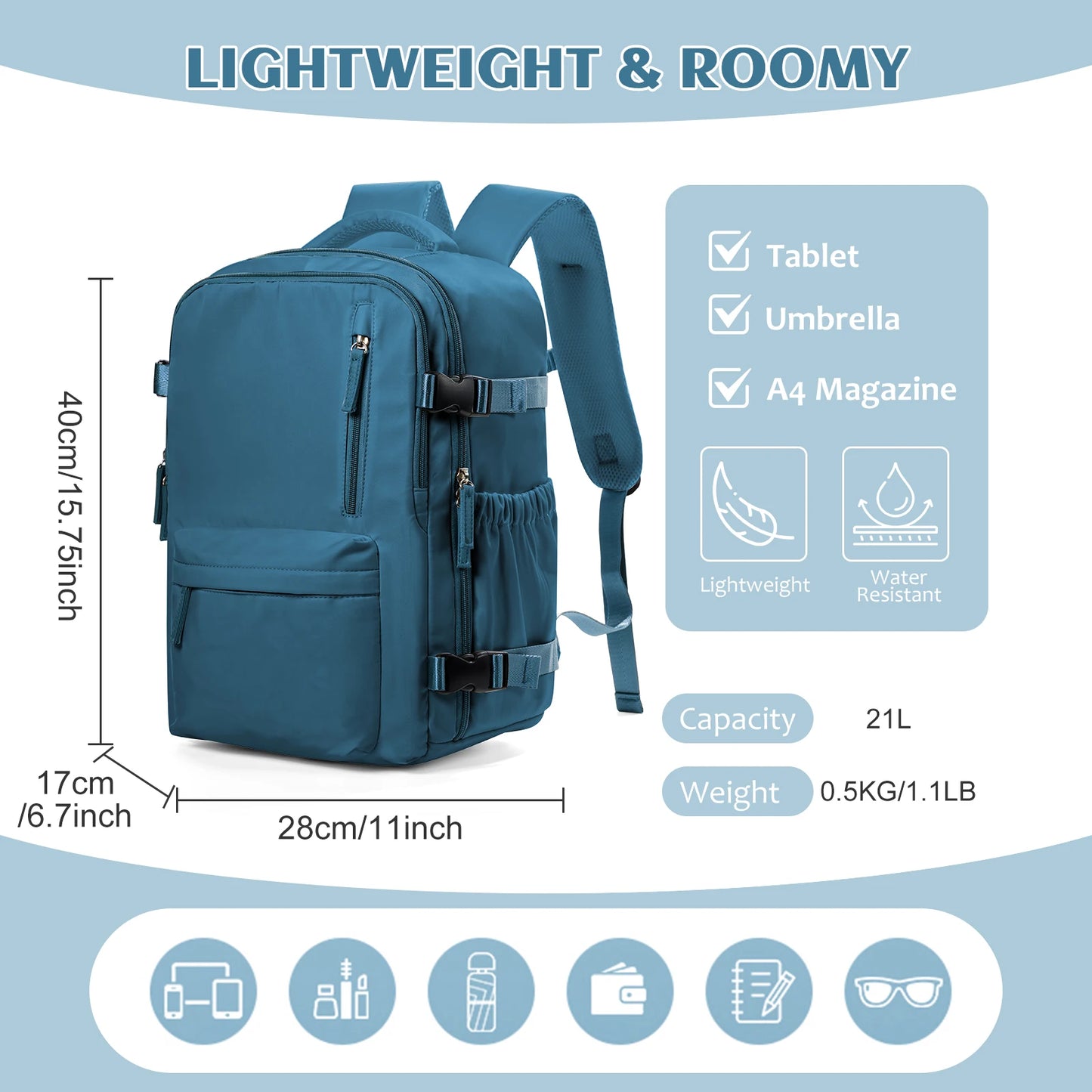 Zaino da viaggio per cabina aerea 40x30x20, zaino da cabina per bagagli a mano  40x30x20, bagagli a mano per uomini e donne, borse per laptop da 15,6 pollici