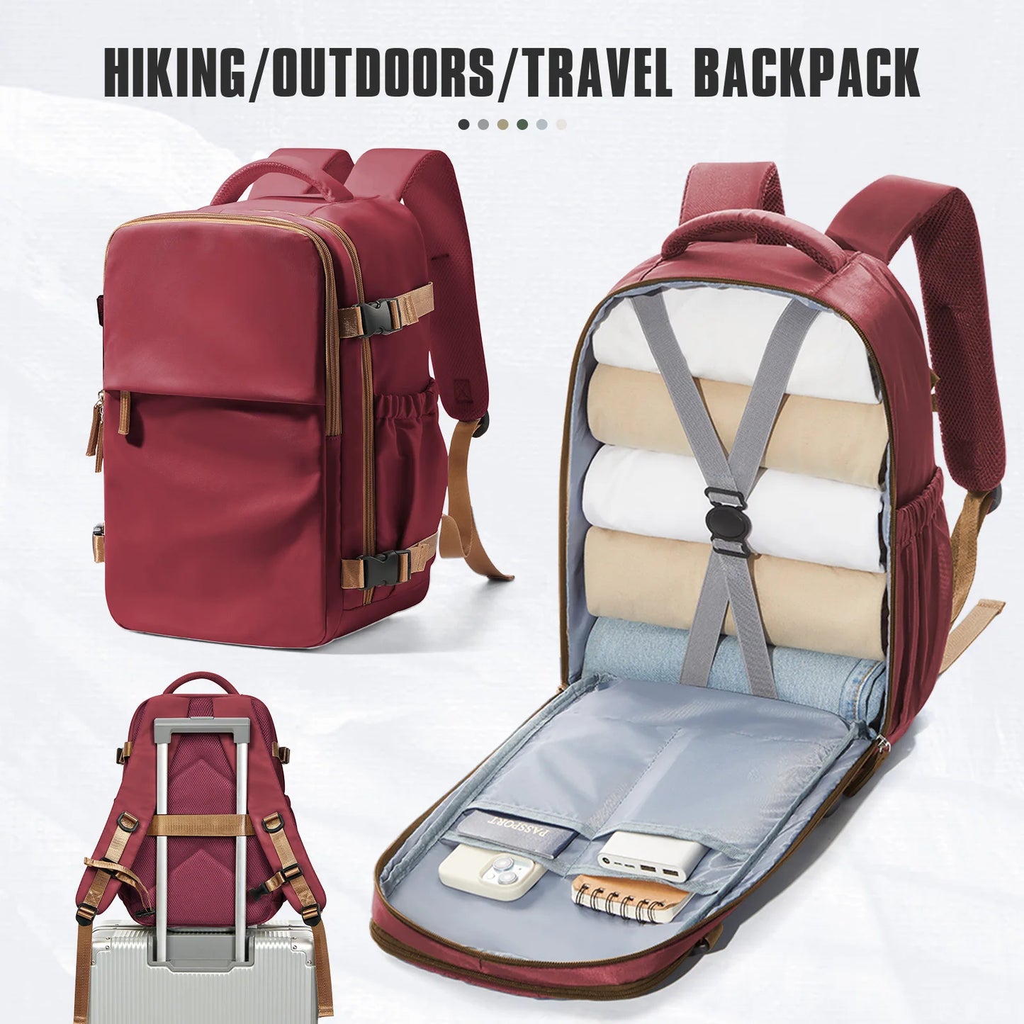 Zaino da viaggio per cabina aerea 40x30x20, zaino da cabina per bagagli a mano  40x30x20, bagagli a mano per uomini e donne, borse per laptop da 15,6 pollici