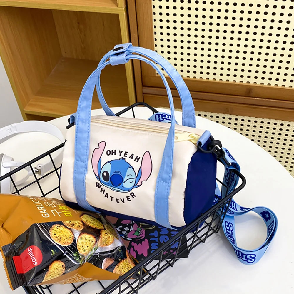 Borsa a secchiello in tela con cuciture, borsa a mano carina in stile cartone animato, casual