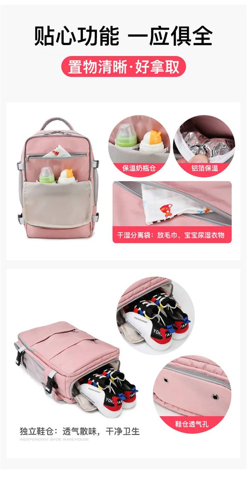 Zaino da viaggio, grande capacità e impermeabile con cintura per bagagli e porta di ricarica USB