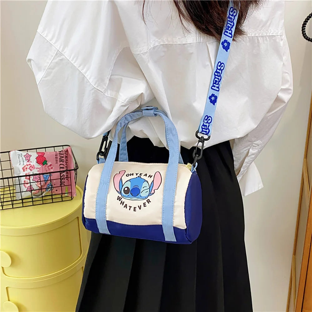 Borsa a secchiello in tela con cuciture, borsa a mano carina in stile cartone animato, casual