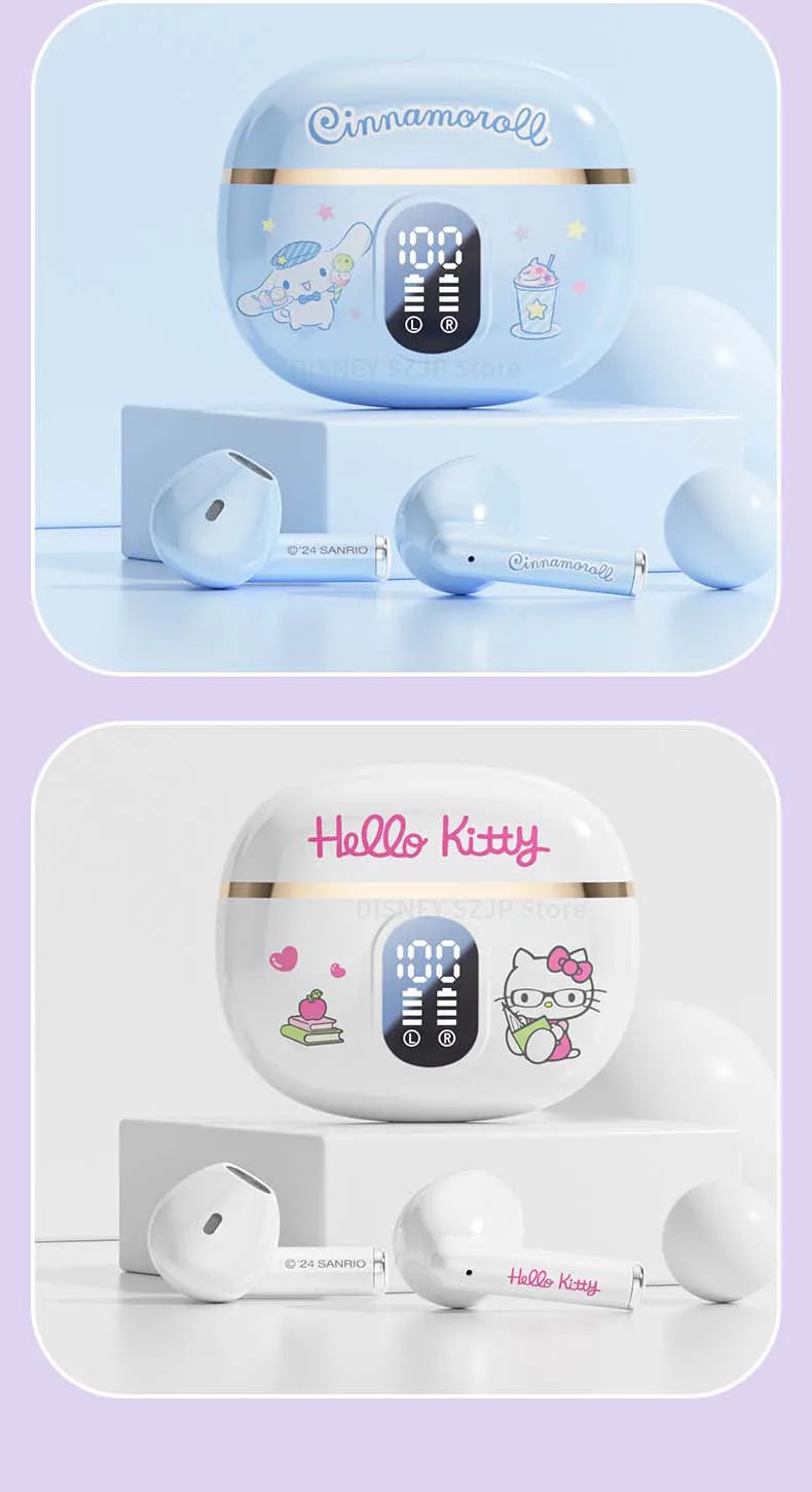 Auricolari Sanrio TWS BL48 Kuromi Bluetooth Cuffie Cinnamoroll Auricolari wireless Hello Kitty Sport Riduzione del rumore Cuffie da gioco