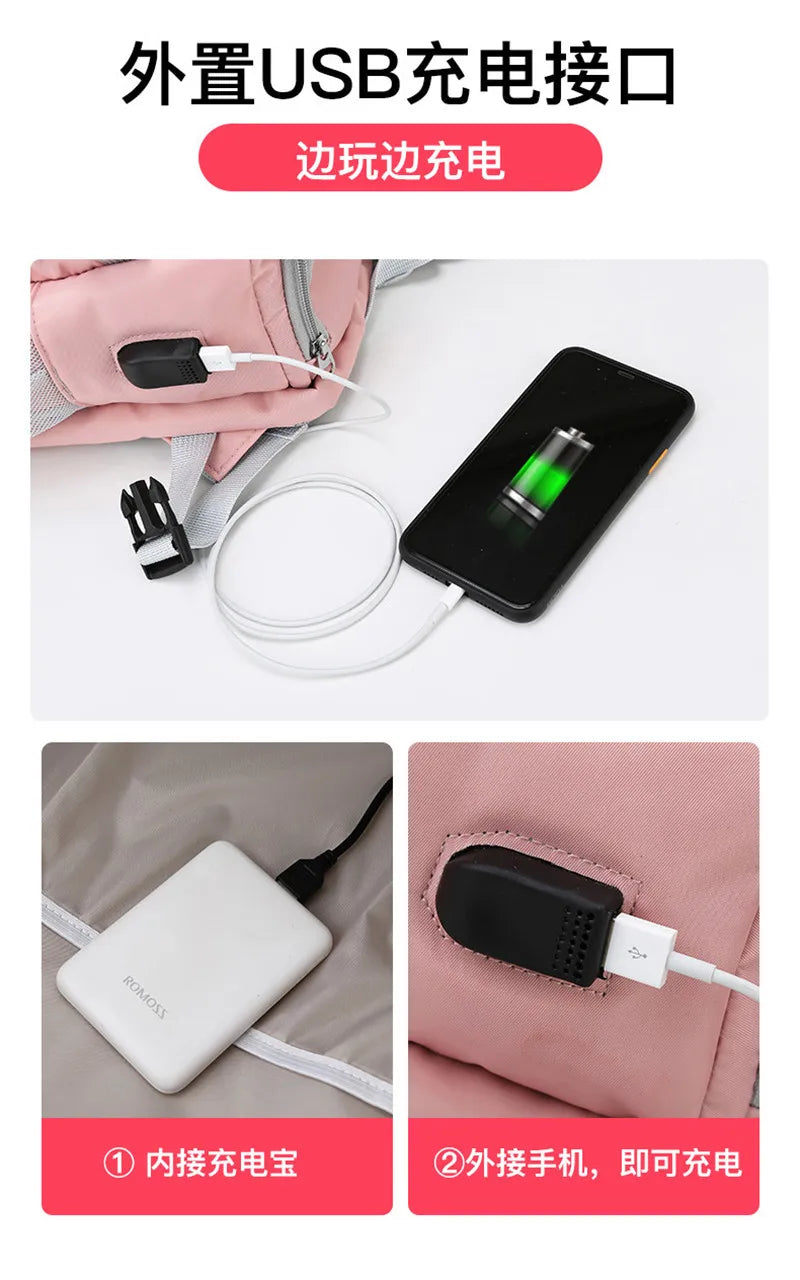 Zaino da viaggio, grande capacità e impermeabile con cintura per bagagli e porta di ricarica USB