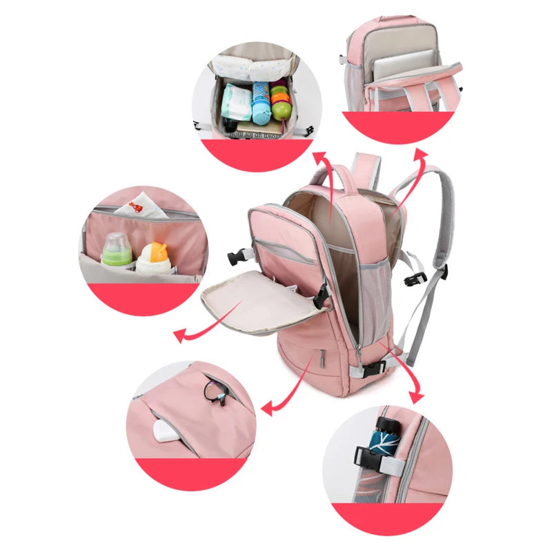 Zaino da viaggio, grande capacità e impermeabile con cintura per bagagli e porta di ricarica USB