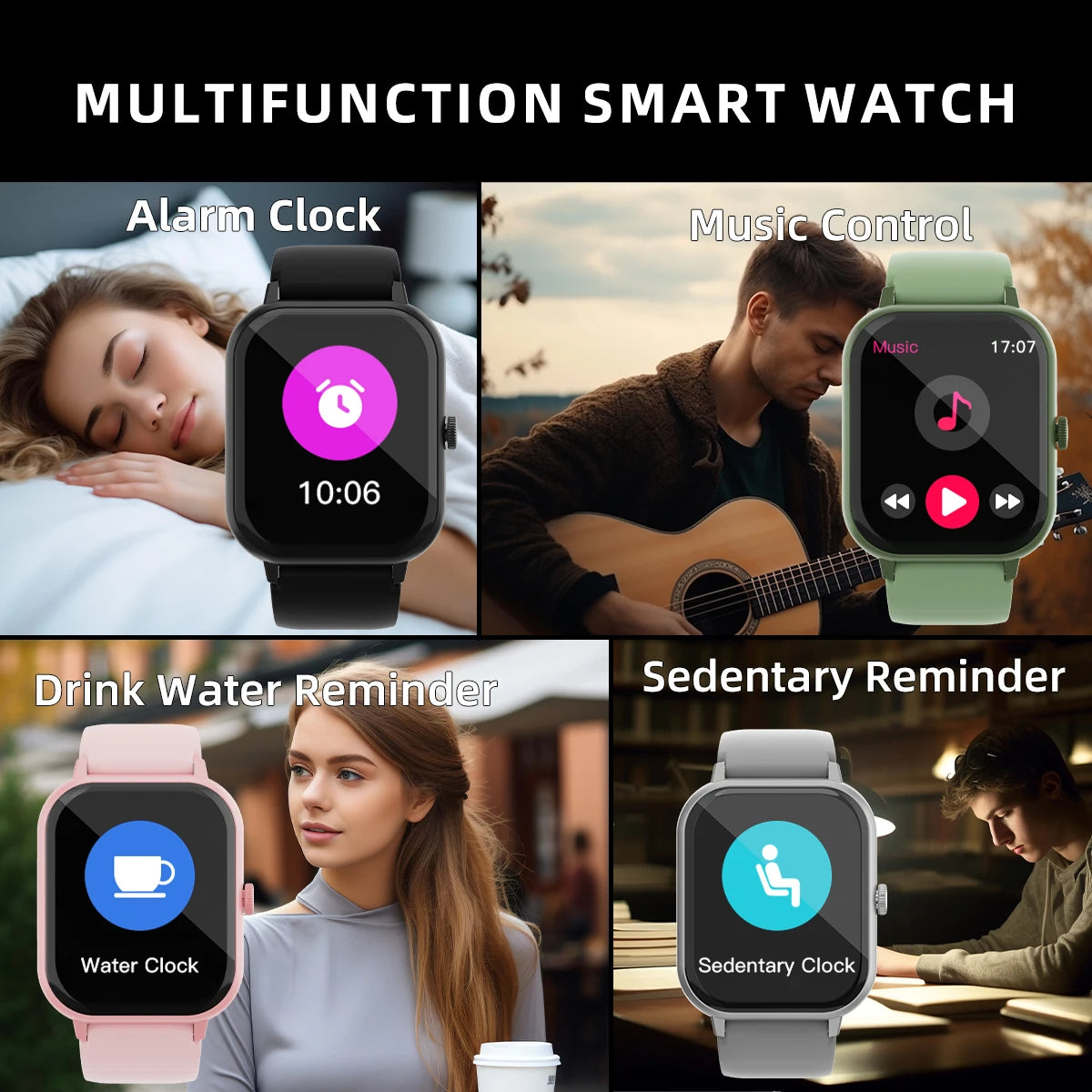 Smartwatch sportivo con display musicale, messaggi, monitoraggio del sonno e della frequenza cardiaca. Regali per donne e uomini  smartwatch 2025.