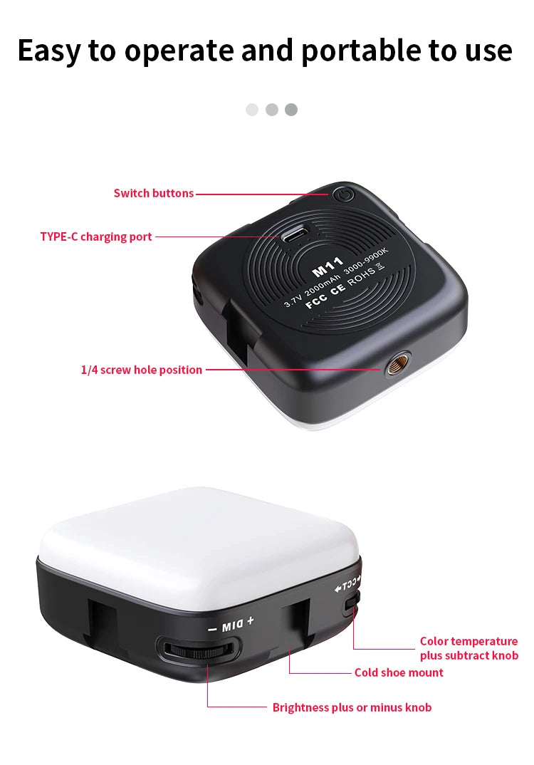 Luce portatile a LED per selfie, per videocamera per telefono o macchina fotografica da usare per videoregistrazioni su TikTok o altri canali, video per trucco e tanto altro.